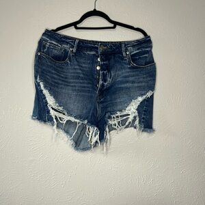 Good American Blue Distressed Jean Shorts